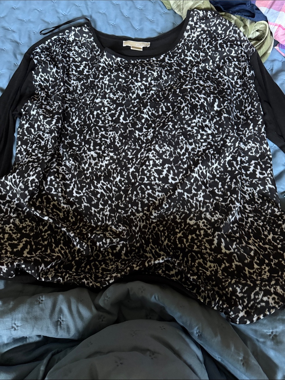 Michael Kors Black and White Printed Blouse